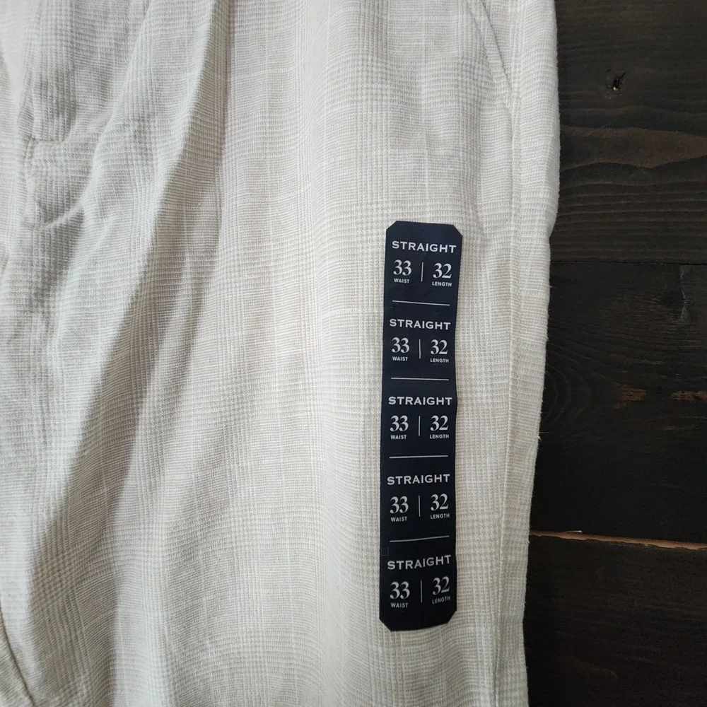 J.Crew Mens 33x32 Classic Fit Linen Trouser Beige‎ Glen Check Plaid Pants NWT